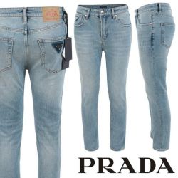 PRADA 프라다 삼각 스틸 로고 중청 슬림 일자진