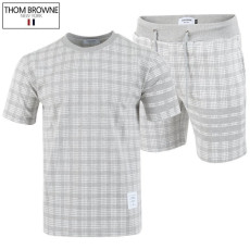 THOM BROWNE 톰브라운 체크 사선 반팔 & 반바지 세트