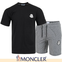 MONCLER 몽클레어 시어링 로고 반팔 & 우븐 체크 반바지 셋트