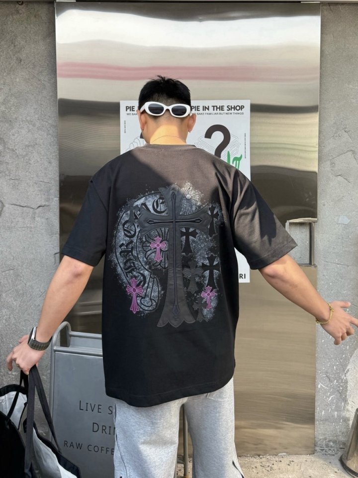 CHROME HEARTS 크롬하츠 레더나염 반팔 오버핏 2COLOR