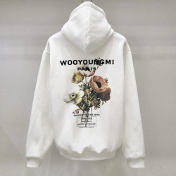 WOOYOUNGMI 우영미 뉴시즌 플라워 백로고 기모 후드 2COLOR