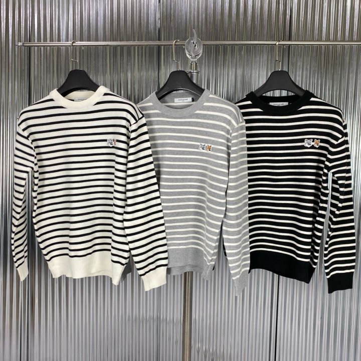 MAISON KITSUNE 메종키츠네 투헤드 캐시 단가라 니트