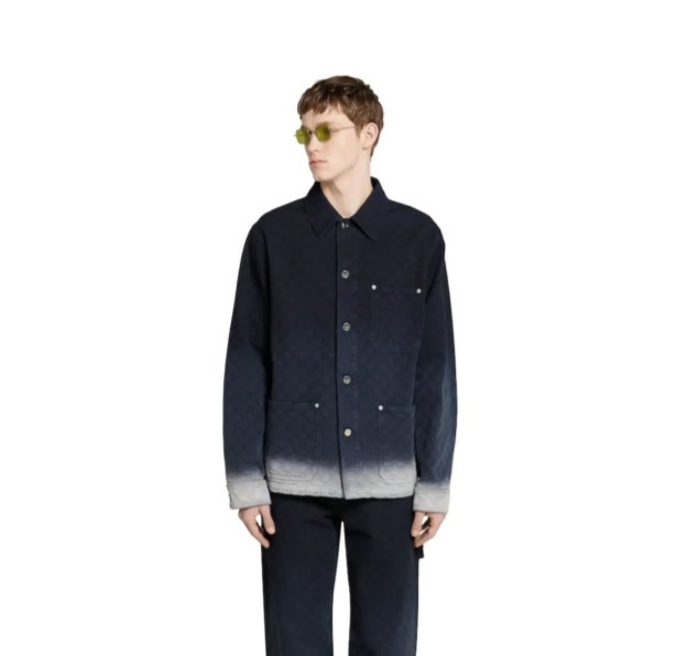 GUCCI 구찌 블리치 GG 자카드 코튼 데님 셔츠 자켓