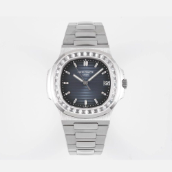 PATEK PHILIPPE 파텍필립 노틸러스 블루 다이얼 바게트 다이아 베젤 SS 브레이슬릿 40mm 5711