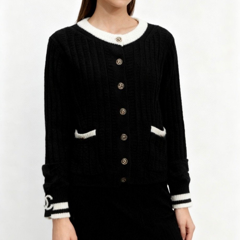 CHANEL 샤넬 코코네쥬 메탈릭 울캐시 가디건 2COLOR