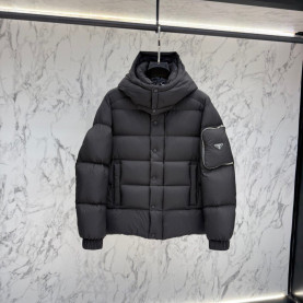 PRADA 프라다 포켓로고 구스다운 후드 패딩