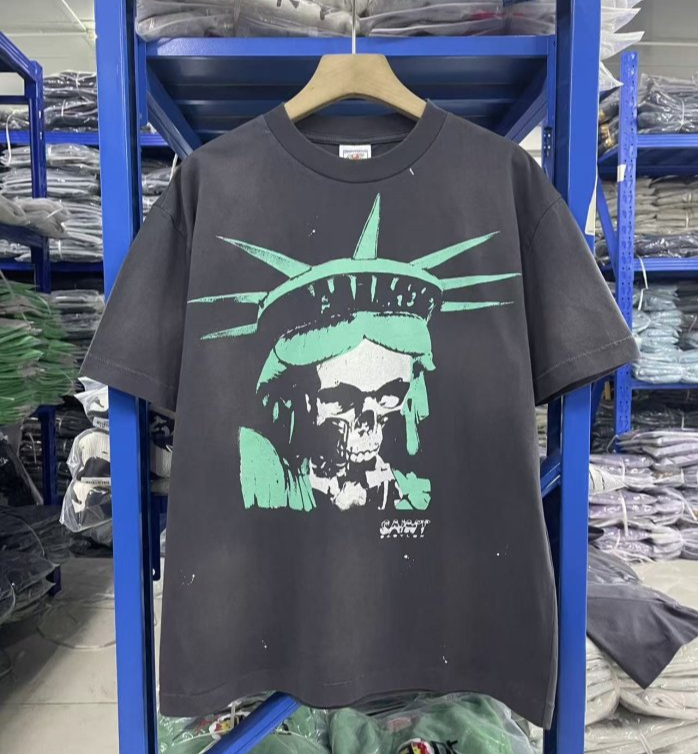 SAINT MXXXXXX 세인트마이클 1091 바빌론 스태츄 스컬 워싱 반팔