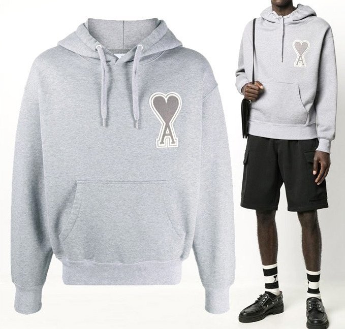 AMI 아미 보플 빅패치 커플 후드티