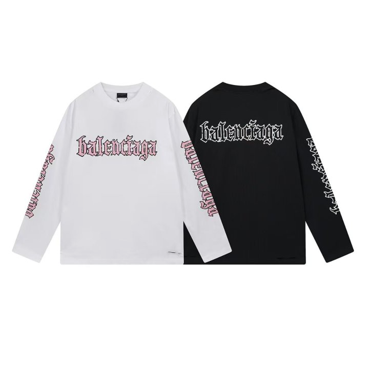 BALENCIAGA 발렌시아가 3288 블랙레터 스크립트 피티드 구제 워싱 롱 슬리브