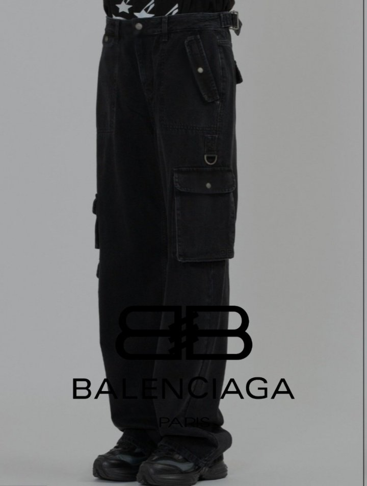 BALENCIAGA 발렌시아가 데님 와이드 클립 카고 팬츠