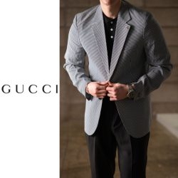 GUCCI 구찌 하운드투스 시어서커 스포츠 자켓