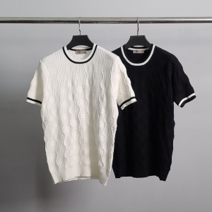 BOTTEGA VENETA 보테가베네타 엠보패턴 라운드 반팔 니트