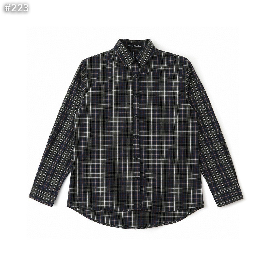 BALENCIAGA 발렌시아가 백로고 플란넬 체크 셔츠
