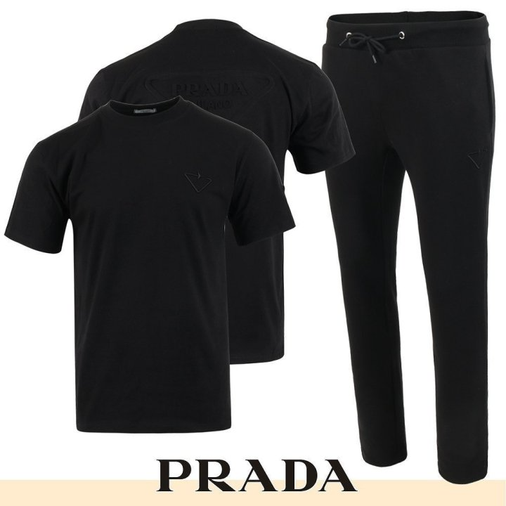 PRADA 프라다 백로고 엠보 로고 반팔 & 긴바지 셋업