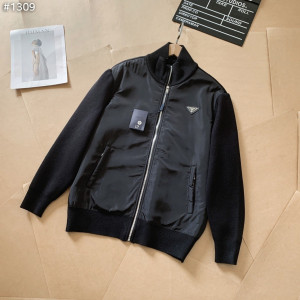 PRADA 프라다 삼각로고 리나일론 집업 가디건