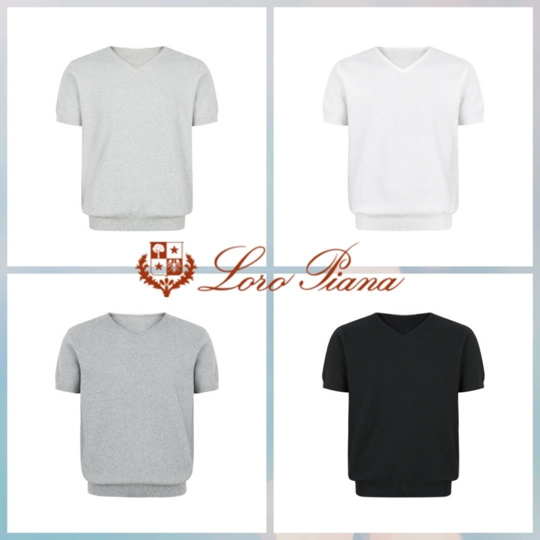 LOROPIANA 로로피아나 심플 브이넥 반팔티
