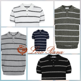 LOROPIANA 로로피아나 부클 스트라이프 카라 니트