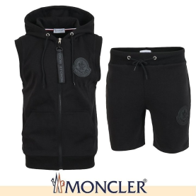 MONCLER 몽클레어 빅로고 민소매 후드집업 & 반바지 셋업