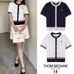 THOM BROWNE 톰브라운 라이닝 도그 펀칭 니트 가디건
