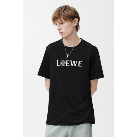 LOEWE 로에베 블랙 앤 화이트 아나그램 백 로고 숏 슬리브 티셔츠