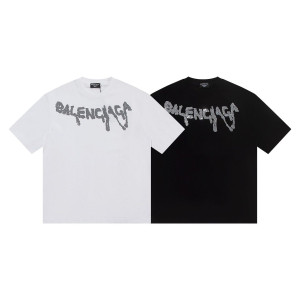 BALENCIAGA 발렌시아가 6534 크리스탈 리퀴파이드 로고 반팔