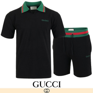 GUCCI 구찌 시그니처 시보리 오픈 카라 하프 셋업