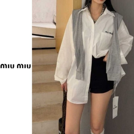 MIUMIU 미우미우 자수 투포켓 셔츠 숄세트 4COLOR