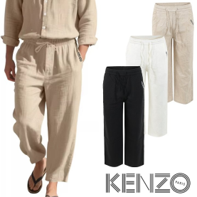 KENZO 겐조 레터링 자수 린넨 팬츠