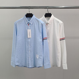 THOM BROWNE 톰브라운 삼선완장 린넨 체크 셔츠